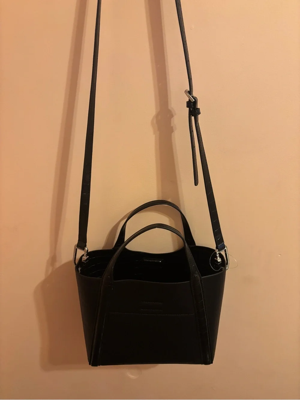 Black Leather Crossbody Calvin Klein Tote